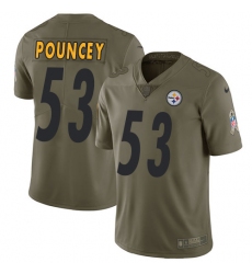 Youth Nike Pittsburgh Steelers #53 Maurkice Pouncey Limited Olive 2017 Salute to Service NFL Jersey