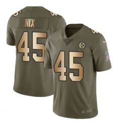 Men's Nike Pittsburgh Steelers #45 Roosevelt Nix Limited Olive/Gold 2017 Salute to Service NFL Jersey