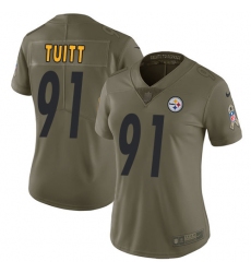 Women's Nike Pittsburgh Steelers #91 Stephon Tuitt Limited Olive 2017 Salute to Service NFL Jersey