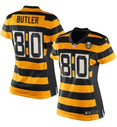 Women's Nike Pittsburgh Steelers #80 Jack Butler Limited Yellow/Black Alternate 80TH Anniversary Throwback NFL Jersey