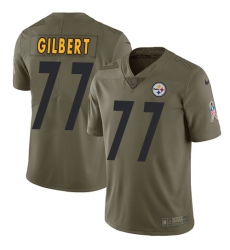 Youth Nike Pittsburgh Steelers #77 Marcus Gilbert Limited Olive 2017 Salute to Service NFL Jersey