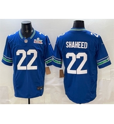 Men's Seattle Seahawks #22 Rashid Shaheed Royal 2025 F.U.S.E. Super Bowl LX Vapor Throwback Limited Football Stitched Jersey