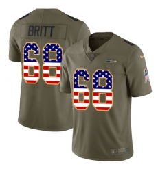Men's Nike Seattle Seahawks #68 Justin Britt Limited Olive/USA Flag 2017 Salute to Service NFL Jersey