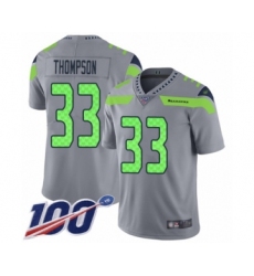 Men's Seattle Seahawks #33 Tedric Thompson Limited Silver Inverted Legend 100th Season Football Jersey