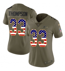 Women's Nike Seattle Seahawks #33 Tedric Thompson Limited Olive/USA Flag 2017 Salute to Service NFL Jersey