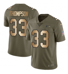 Youth Nike Seattle Seahawks #33 Tedric Thompson Limited Olive/Gold 2017 Salute to Service NFL Jersey