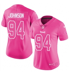 Women's Nike Tennessee Titans #94 Austin Johnson Limited Pink Rush Fashion NFL Jersey