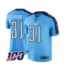 Men's Tennessee Titans #31 Kevin Byard Limited Light Blue Rush Vapor Untouchable 100th Season Football Jersey