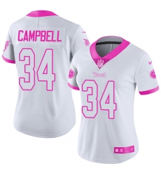Women's Nike Tennessee Titans #34 Earl Campbell Limited White/Pink Rush Fashion NFL Jersey