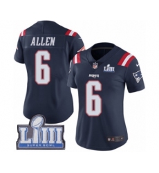 Women's Nike New England Patriots #6 Ryan Allen Limited Navy Blue Rush Vapor Untouchable Super Bowl LIII Bound NFL Jersey