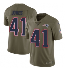 Men's Nike New England Patriots #41 Cyrus Jones Limited Olive 2017 Salute to Service NFL Jersey