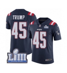 Men's Nike New England Patriots #45 Donald Trump Limited Navy Blue Rush Vapor Untouchable Super Bowl LIII Bound NFL Jersey