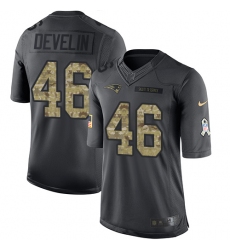 Men's Nike New England Patriots #46 James Develin Limited Black 2016 Salute to Service NFL Jersey