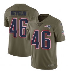 Men's Nike New England Patriots #46 James Develin Limited Olive 2017 Salute to Service NFL Jersey