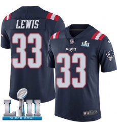 Men's Nike New England Patriots #33 Dion Lewis Limited Navy Blue Rush Vapor Untouchable Super Bowl LII NFL Jersey