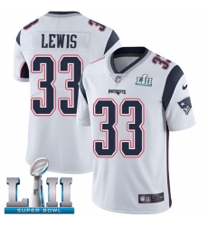 Men's Nike New England Patriots #33 Dion Lewis White Vapor Untouchable Limited Player Super Bowl LII NFL Jersey