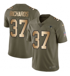 Men's Nike New England Patriots #37 Jordan Richards Limited Olive/Gold 2017 Salute to Service NFL Jersey