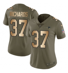 Women's Nike New England Patriots #37 Jordan Richards Limited Olive/Gold 2017 Salute to Service NFL Jersey