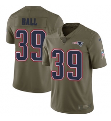 Men's Nike New England Patriots #39 Montee Ball Limited Olive 2017 Salute to Service NFL Jersey