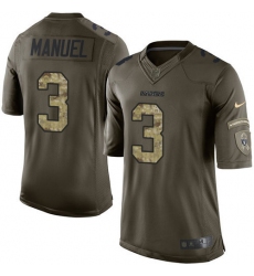 Men's Nike Oakland Raiders #3 E. J. Manuel Elite Green Salute to Service NFL Jersey