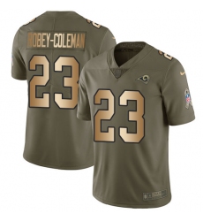 Men's Nike Los Angeles Rams #23 Nickell Robey-Coleman Limited Olive/Gold 2017 Salute to Service NFL Jersey