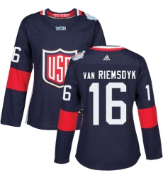 Women's Adidas Team USA #16 James van Riemsdyk Premier Navy Blue Away 2016 World Cup Hockey Jersey