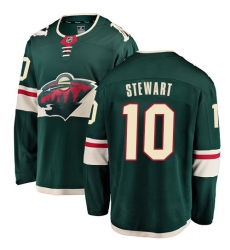 Men's Minnesota Wild #10 Chris Stewart Authentic Green Home Fanatics Branded Breakaway NHL Jersey