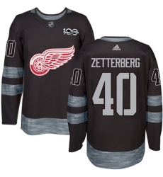 Men's Adidas Detroit Red Wings #40 Henrik Zetterberg Authentic Black 1917-2017 100th Anniversary NHL Jersey