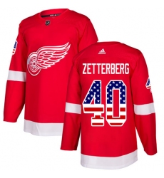 Youth Adidas Detroit Red Wings #40 Henrik Zetterberg Authentic Red USA Flag Fashion NHL Jersey