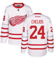 Men's Reebok Detroit Red Wings #24 Chris Chelios Authentic White 2017 Centennial Classic NHL Jersey