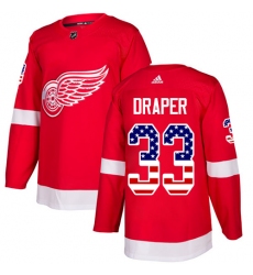 Men's Adidas Detroit Red Wings #33 Kris Draper Authentic Red USA Flag Fashion NHL Jersey