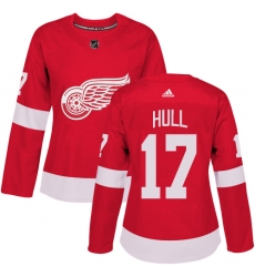 Women's Adidas Detroit Red Wings #17 Brett Hull Authentic Red Home NHL Jersey
