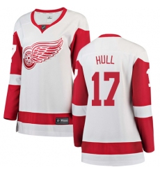 Women's Detroit Red Wings #17 Brett Hull Authentic White Away Fanatics Branded Breakaway NHL Jersey