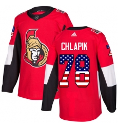 Men's Adidas Ottawa Senators #78 Filip Chlapik Authentic Red USA Flag Fashion NHL Jersey