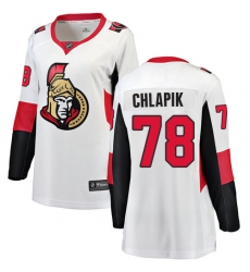 Women's Ottawa Senators #78 Filip Chlapik Fanatics Branded White Away Breakaway NHL Jersey