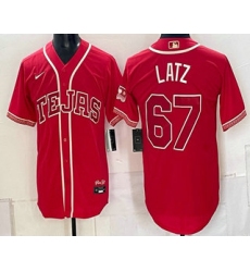 Men's Texas Rangers #67 Jacob Latz Red 2026 City Connect Stadium Stitched Jersey