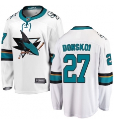 Men's San Jose Sharks #27 Joonas Donskoi Fanatics Branded White Away Breakaway NHL Jersey