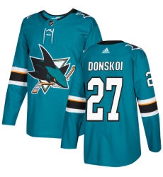 Youth Adidas San Jose Sharks #27 Joonas Donskoi Premier Teal Green Home NHL Jersey