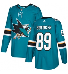 Men's Adidas San Jose Sharks #89 Mikkel Boedker Authentic Teal Green Home NHL Jersey