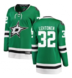 Women's Dallas Stars #32 Kari Lehtonen Authentic Green Home Fanatics Branded Breakaway NHL Jersey