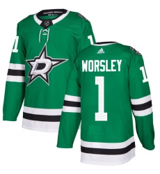 Youth Adidas Dallas Stars #1 Gump Worsley Authentic Green Home NHL Jersey