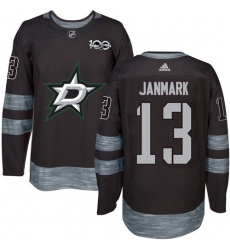 Men's Adidas Dallas Stars #13 Mattias Janmark Authentic Black 1917-2017 100th Anniversary NHL Jersey