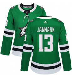 Women's Adidas Dallas Stars #13 Mattias Janmark Authentic Green Home NHL Jersey