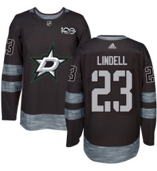 Men's Reebok Dallas Stars #23 Esa Lindell Authentic Black 1917-2017 100th Anniversary NHL Jersey