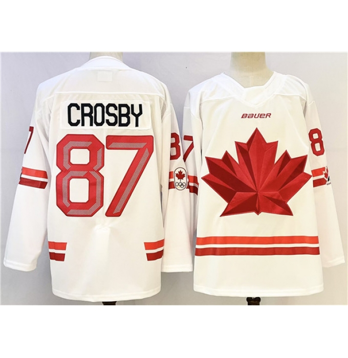 Men's Canada Hockey #87 Sidney Crosby White Stitched Jersey