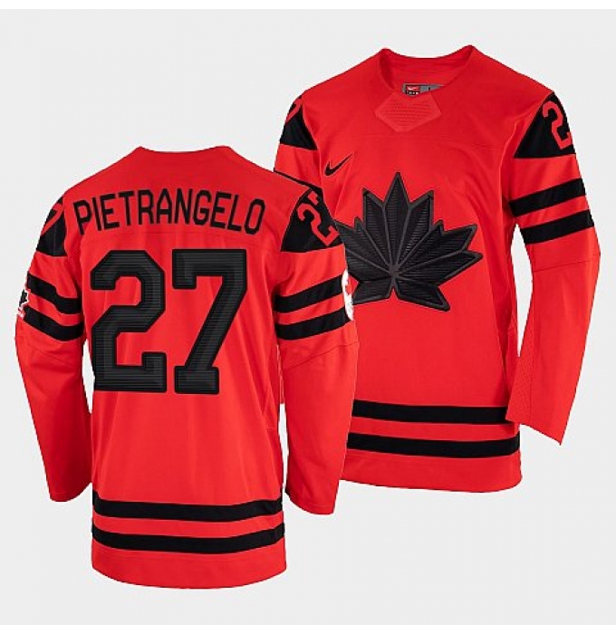 Men's Alex Pietrangelo Canada Hockey Red 2022 Beijing Winter Olympic #27 Away Rrplica Jersey