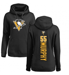NHL Women's Adidas Pittsburgh Penguins #55 Larry Murphy Black Backer Pullover Hoodie