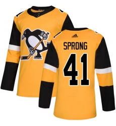 Men's Adidas Pittsburgh Penguins #41 Daniel Sprong Premier Gold Alternate NHL Jersey