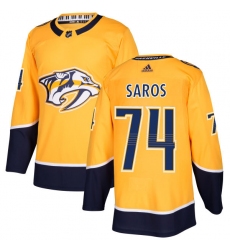 Men's Adidas Nashville Predators #74 Juuse Saros Premier Gold Home NHL Jersey
