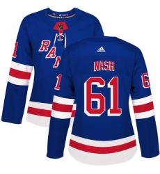 Women's Adidas New York Rangers #61 Rick Nash Authentic Royal Blue Home NHL Jersey